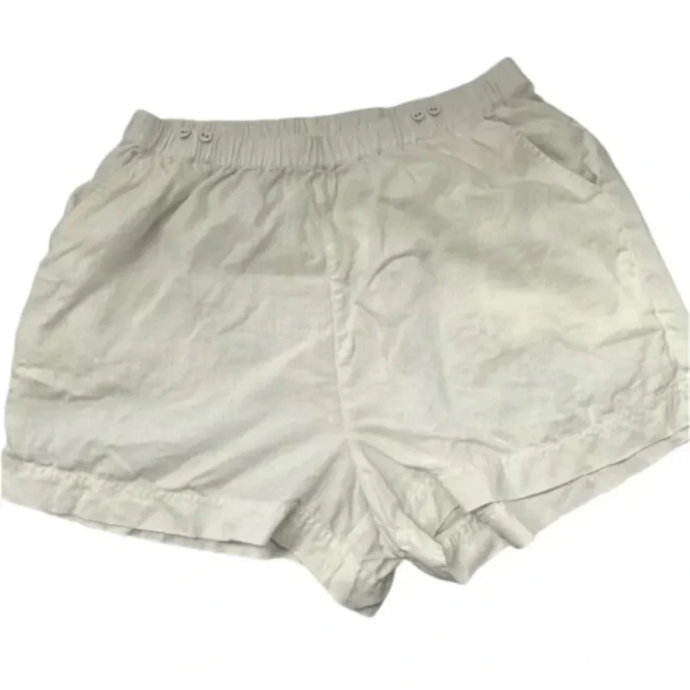 J. Crew Women's Ivory 100% Linen Pull-On Shorts with Pockets Size 1X GUC